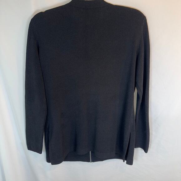 Duna Handloomed Black Zip Knit Cardigan Sz 2 Y2K Minimalist Style - Picture 2 of 6